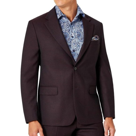 TALLIA Other - Tallia Men's Vector Wool Classic Fit Two-Button Blazer Wine Size 38Reg New